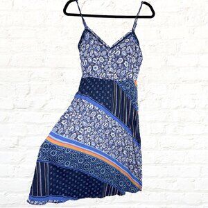 Aerie Blue and Multicolor Spaghetti Strap Midi Sundress
